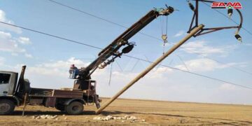 إصلاح أعطال وصيانة مراكز التحويل وخطوط توتر الكهرباء في القامشلي