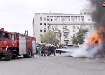 احتراق سيارة بحي البرامكة في دمشق