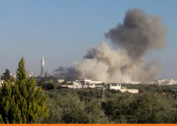 اعتداء التنظيمات الإرهابية بالقذائف على بلدة جورين بريف حماة