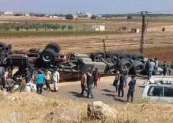 حماه: تدهور قاطرة ومقطورة محملة بأطنان من القمح