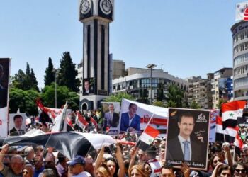 حمص: تجمع جماهيري احتفالاً بفوز الدكتور بشار الأسد