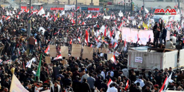 مظاهرات حاشدة إحياءً لذكرى استشهاد سليماني والمهندس