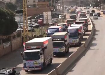 بالصور قوافل الإغاثة من الأشقاء في لبنان