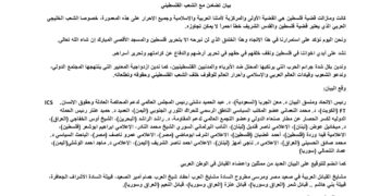 بيان تضامن مع الشعب الفلسطيني